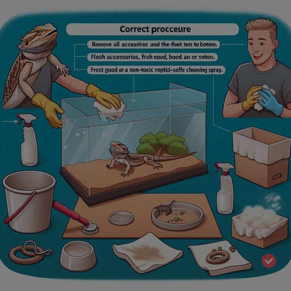 What's the Proper Technique for Cleaning a Bearded Dragon's Habitat?