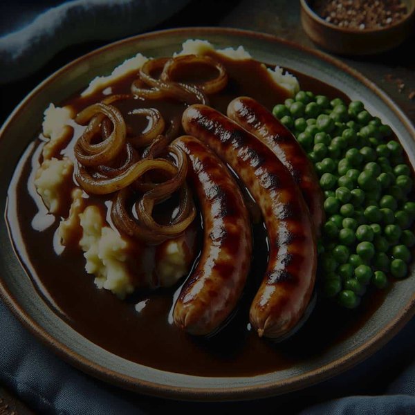 Can You Create a Gourmet Bangers and Mash with Onion Gravy and Peas?